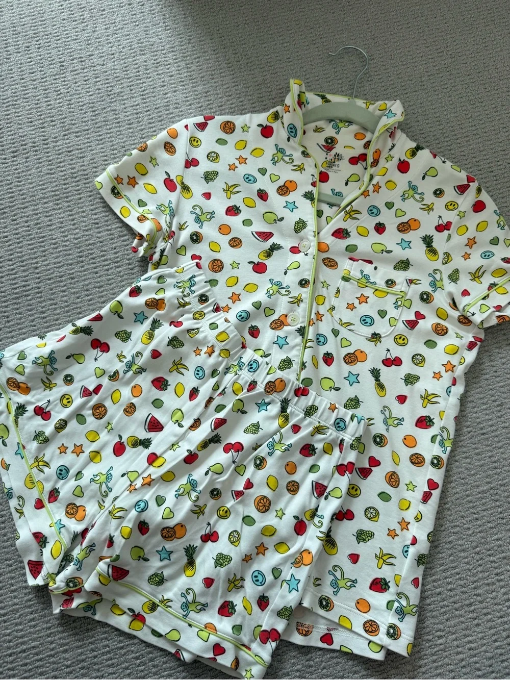 Roller Rabbit White Fruit & Emoji Short Sleeve Pajama Set